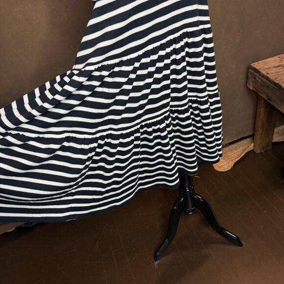 Lauren Ralph Lauren Women's Black & White Striped Stretch Cotton Midi Dress L - Picture 8 of 12